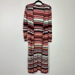 Peruvian Connection longline duster cardigan maximalist bohemian texture stripe